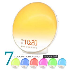 ساعة ضوء استيقاظ LED للأطفال – مقلد شروق الشمس مع منبه وإضاءة ملونة C8U2