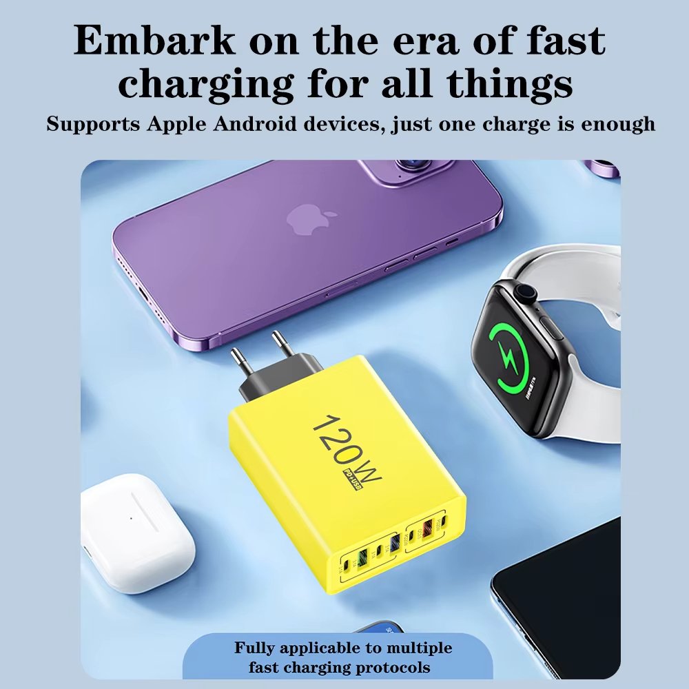 شاحن 120 واط متعدد المنافذ USB-C – شحن سريع 3.0 - الصورة 8
