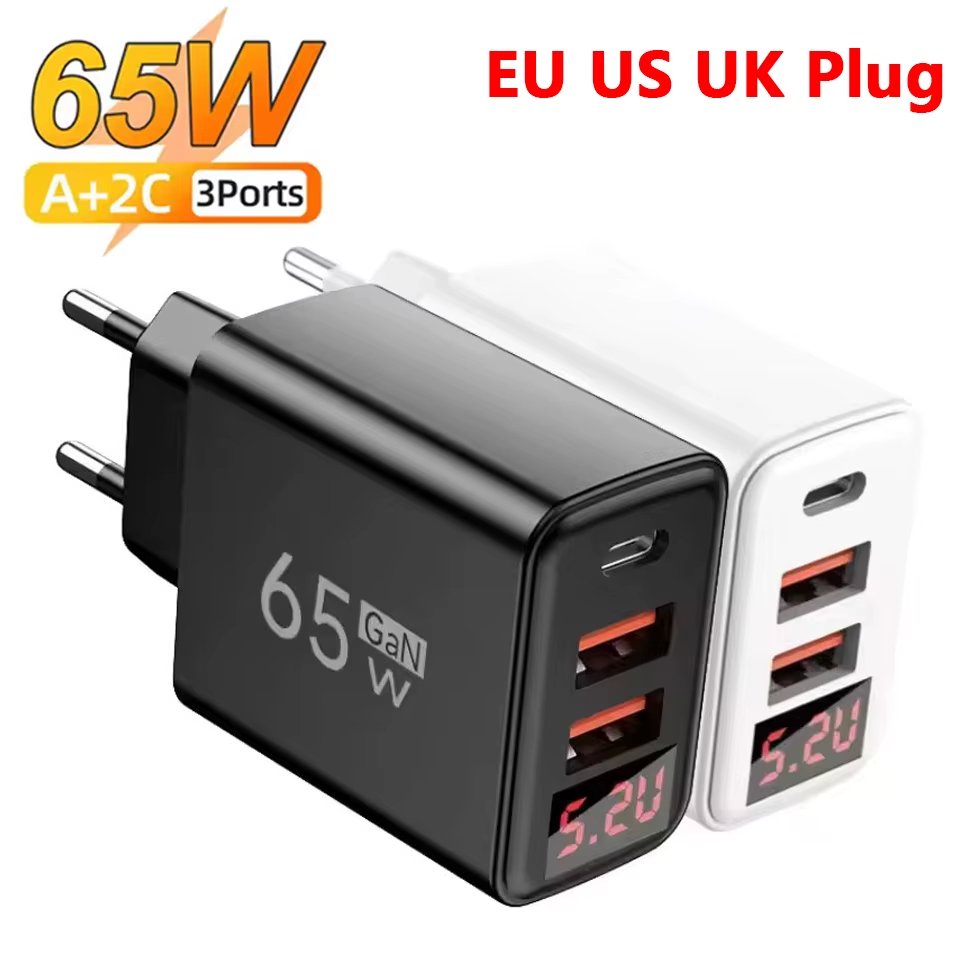 شاحن 65 واط GaN سريع – 3 منافذ USB-C PD بشاشة ديجيتال - الصورة 7