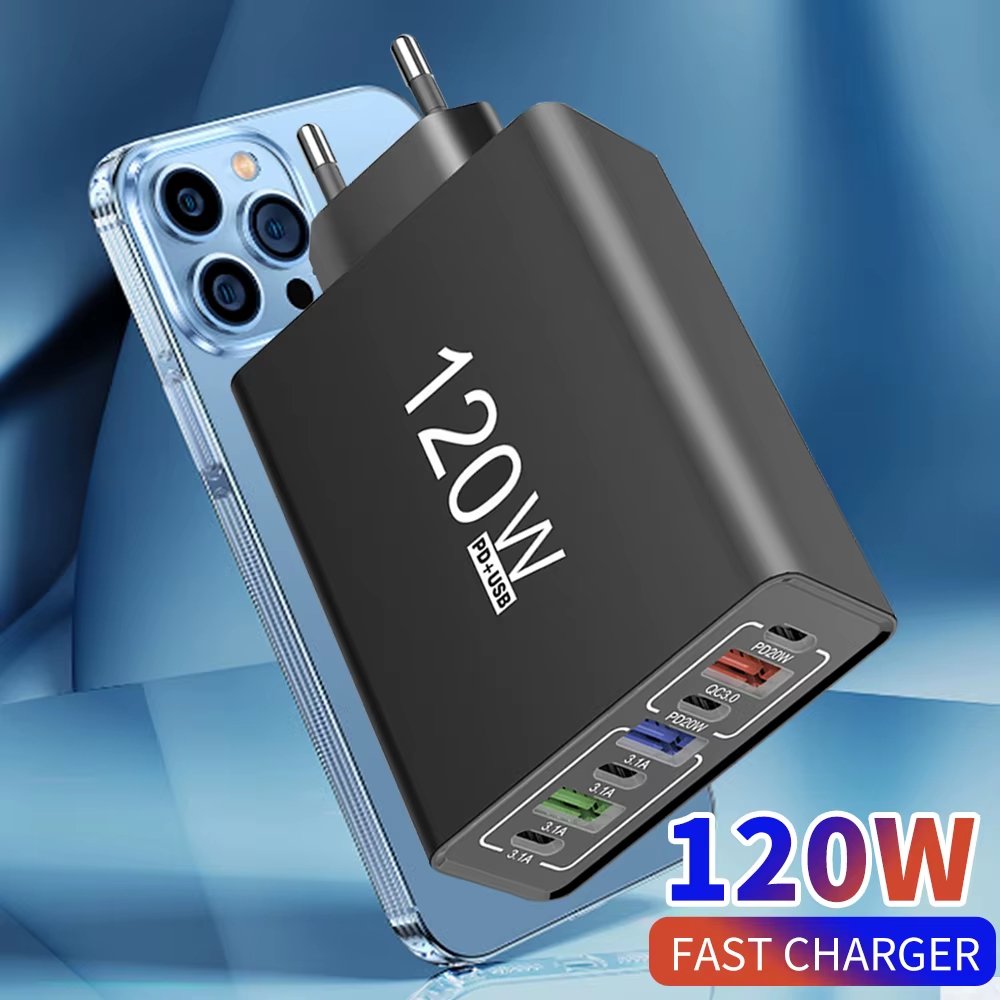 شاحن 120 واط متعدد المنافذ USB-C – شحن سريع 3.0 - الصورة 4