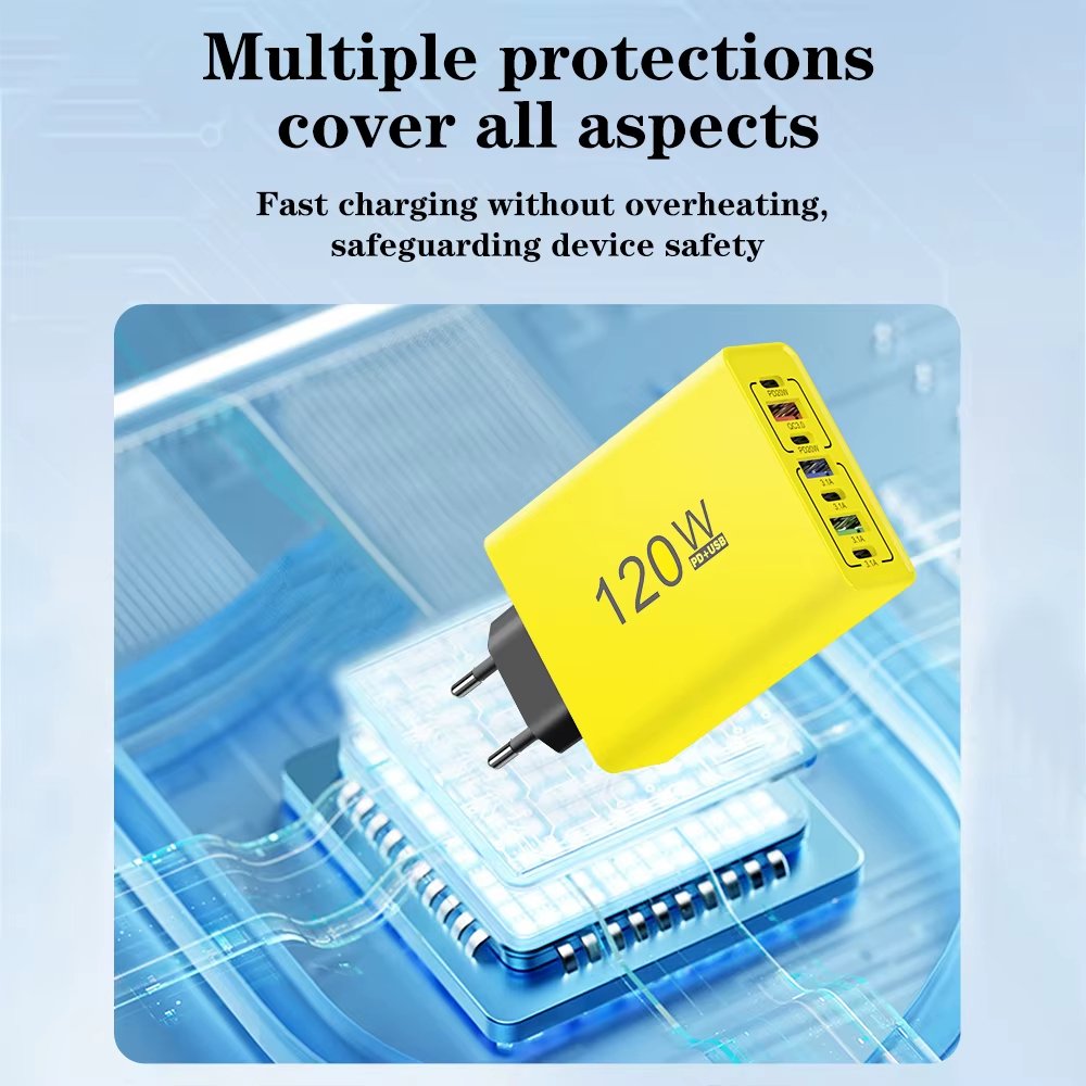 شاحن 120 واط متعدد المنافذ USB-C – شحن سريع 3.0 - الصورة 7