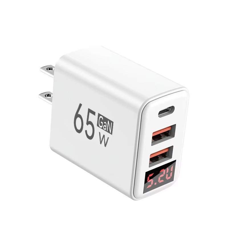 شاحن 65 واط GaN سريع – 3 منافذ USB-C PD بشاشة ديجيتال - الصورة 4